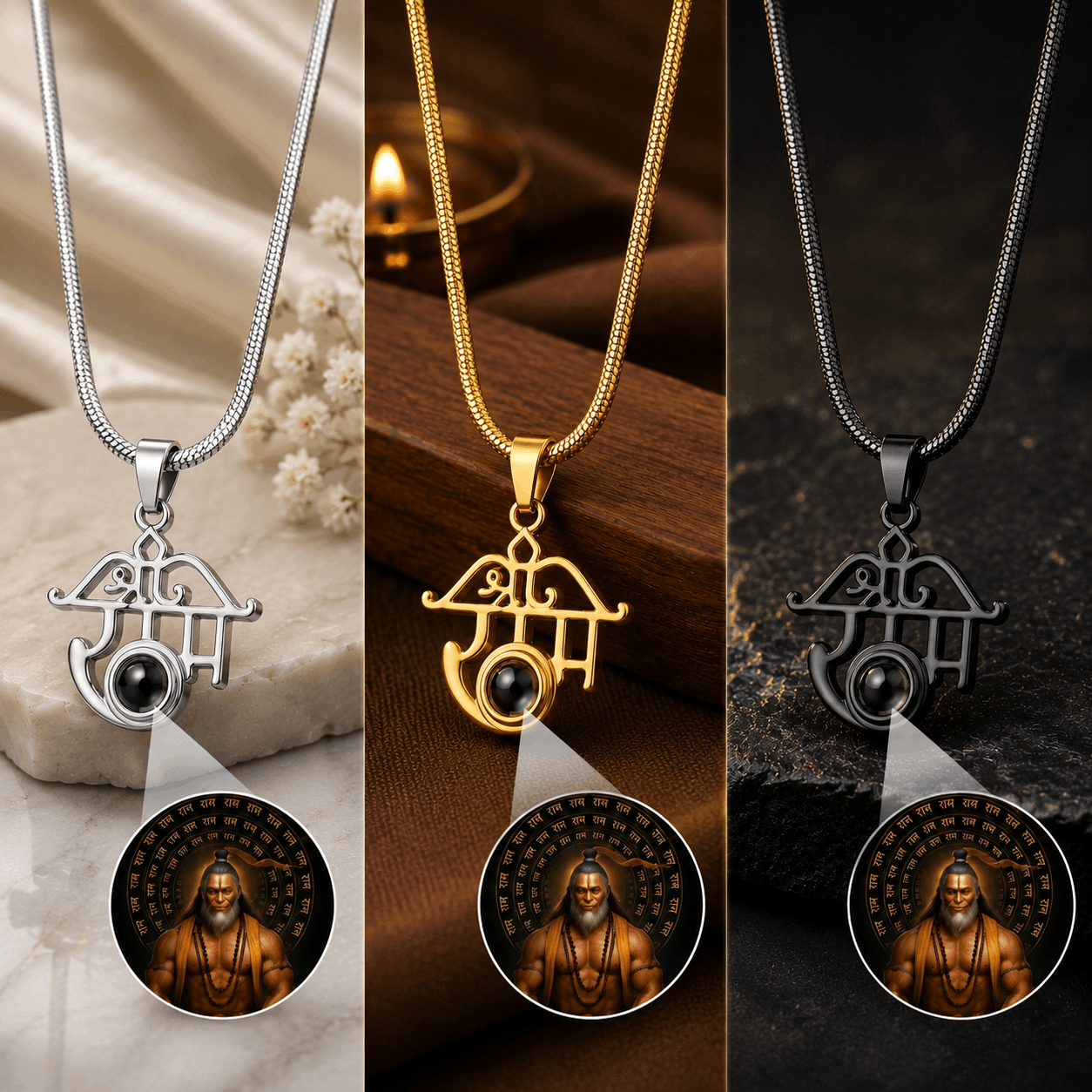Shri Ram Divine Pendant™ with Hidden Meditating Hanuman Ji Image